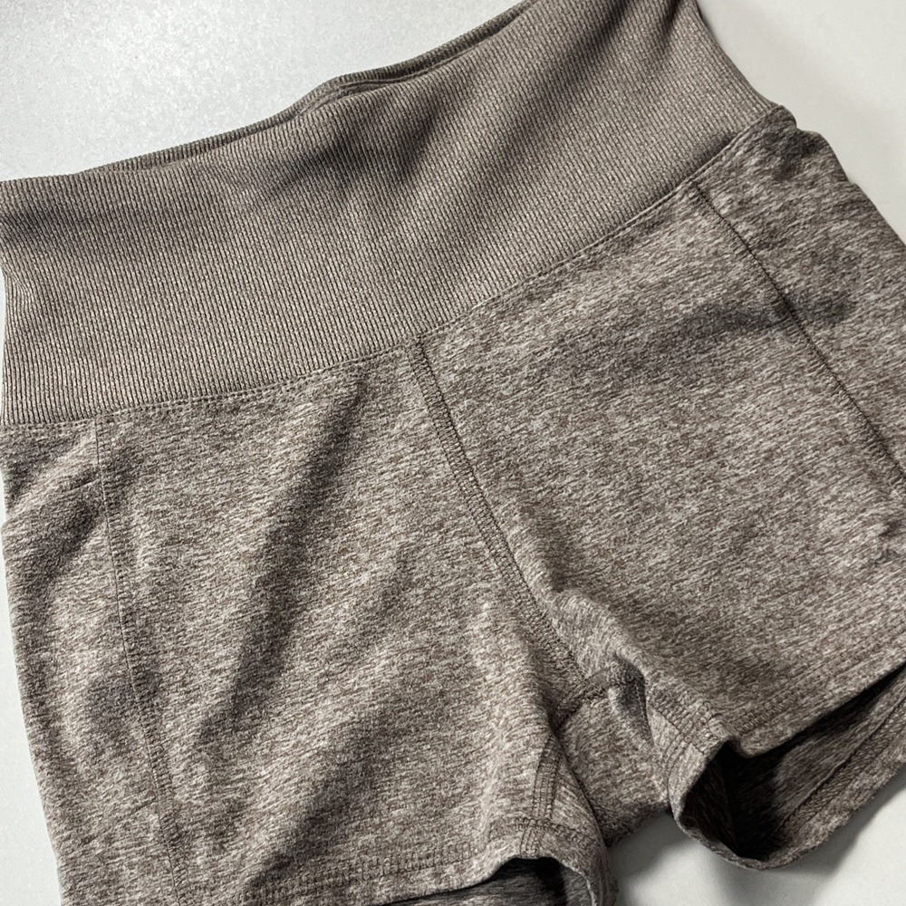 Zobha Athletic Shorts Size S Lt Heather Brown Yoga Gym Workout Athleisure Short